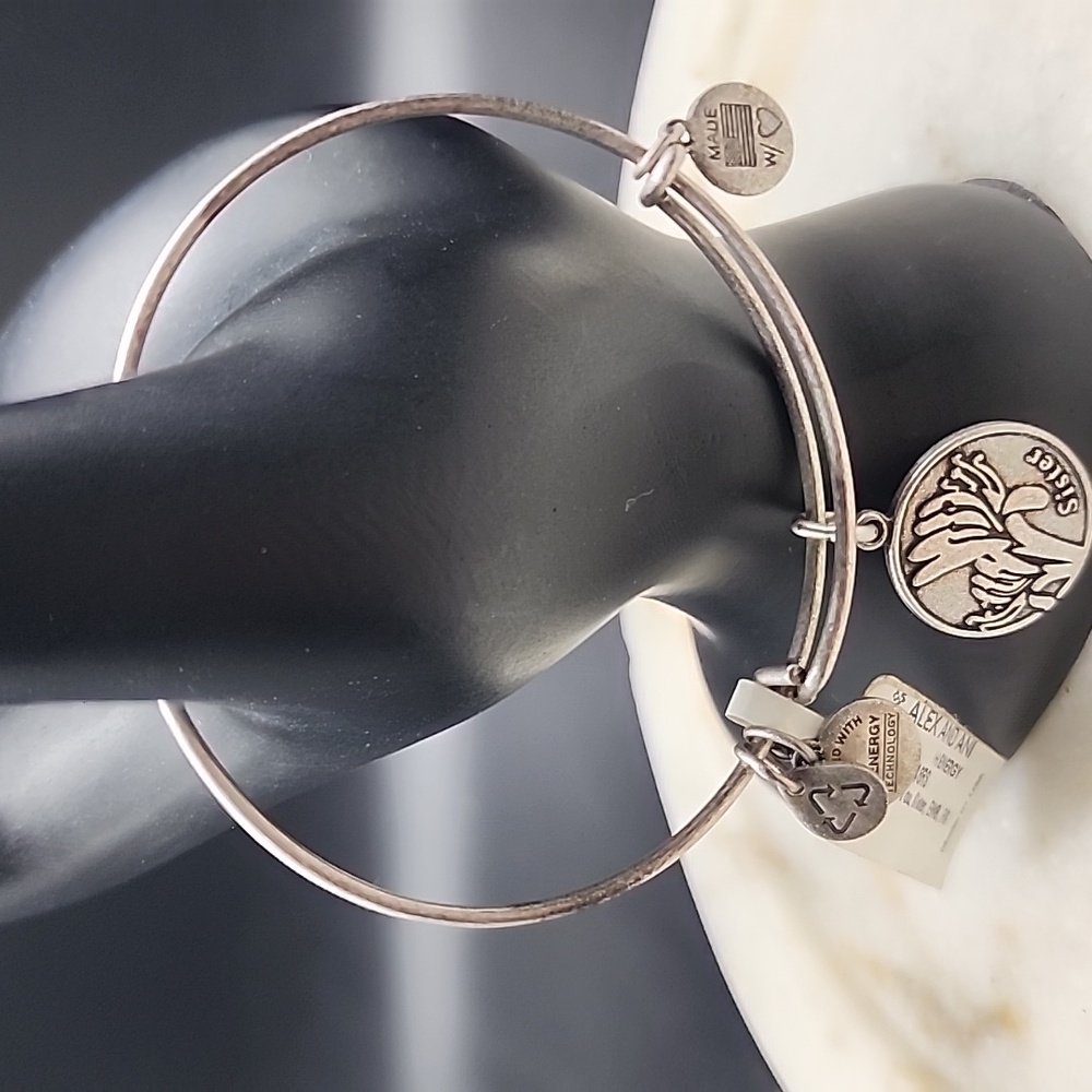 Alex And Ani Vintage Sister Bracelet Silvertone Expandable.